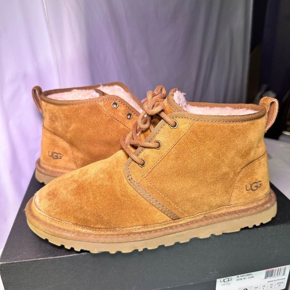 UGG Chestnut Suede Lace-Up Boots